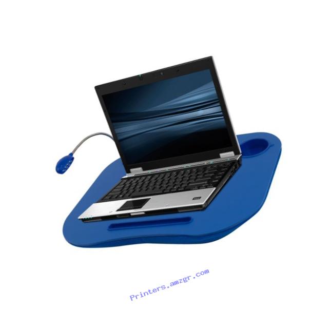 Laptop Lap Desk, Portable Tray With Foam Cushion, Adjustable LED Desk Light, and Cup Holder By Laptop Buddy (Blue)