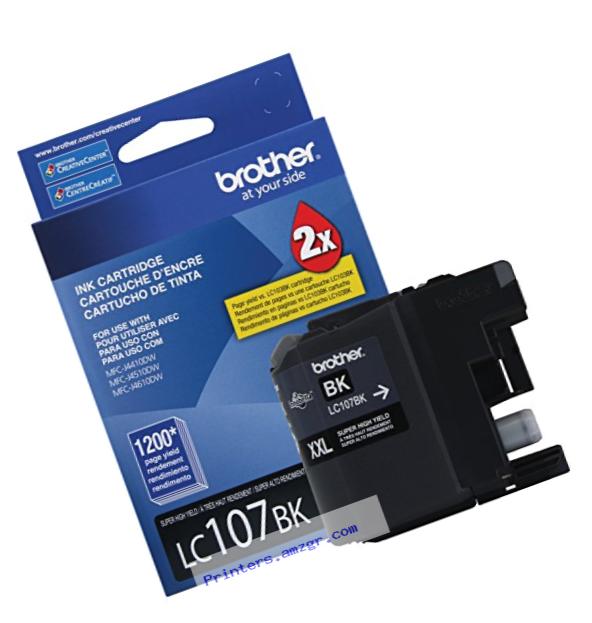 Brother Printer LC107BK Super High Yield Cartridge Ink, Black