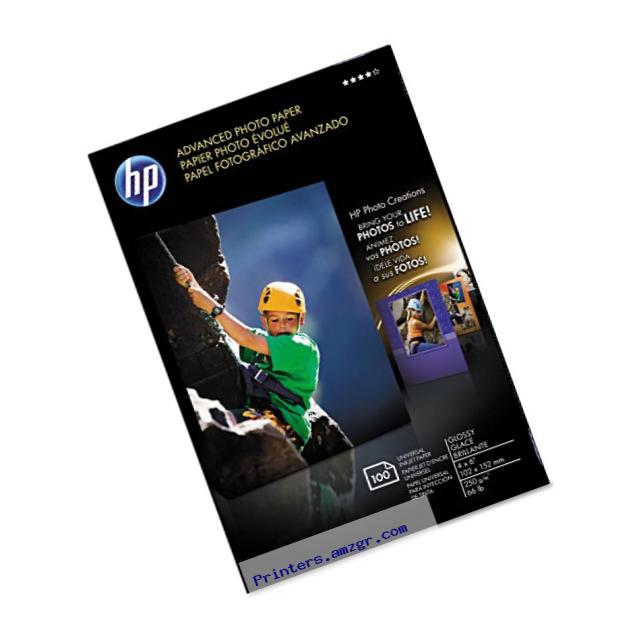 HP Photo Paper Advanced, Glossy, 4x6, 100 Sheets
