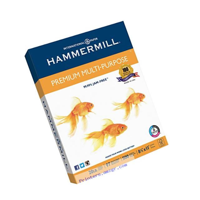 Hammermill Paper, Premium Multi-Purpose Poly Wrap, 20lb, 8.5 x 11, Letter, 97 Bright, 500 Sheets / 1 Ream (105910) Made In The USA