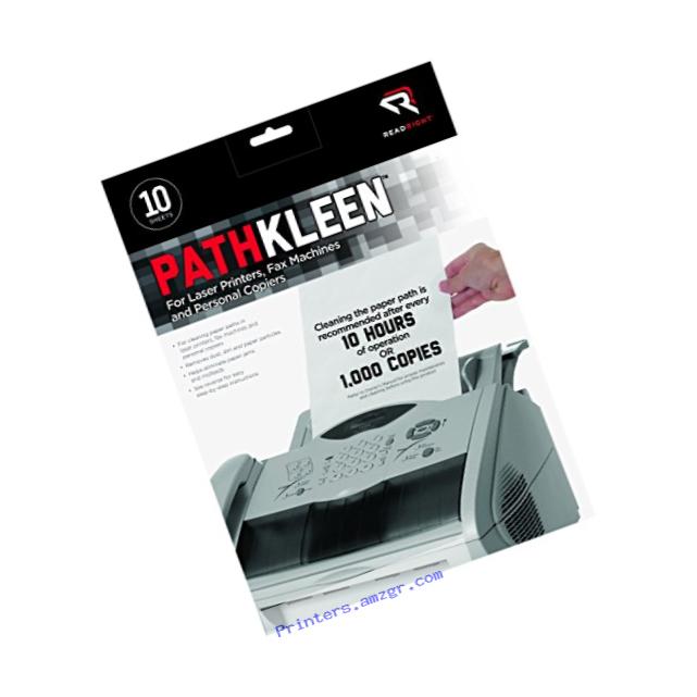 Read Right PathKleen Laser Printer Cleaning Sheets, 8.5 x 11 Inches Sheets, 10 Sheets per Package (RR1237)